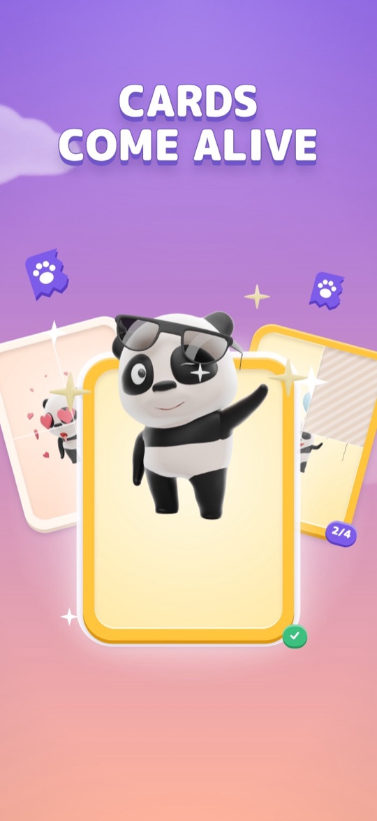 An animal card coming alive after four pieces are collected