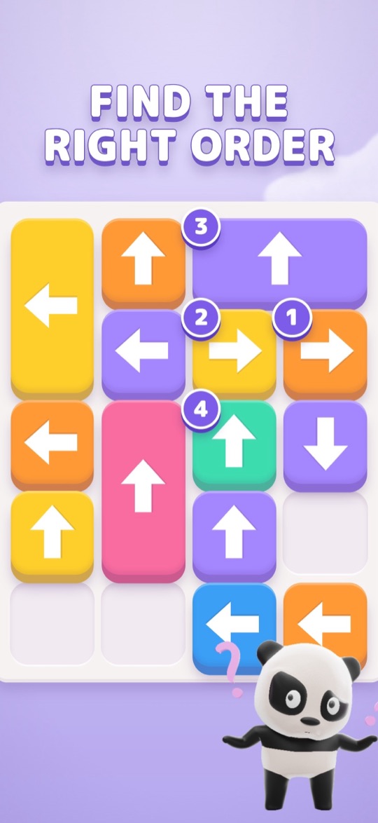 The same board with numbers showing the order to tap the blocks